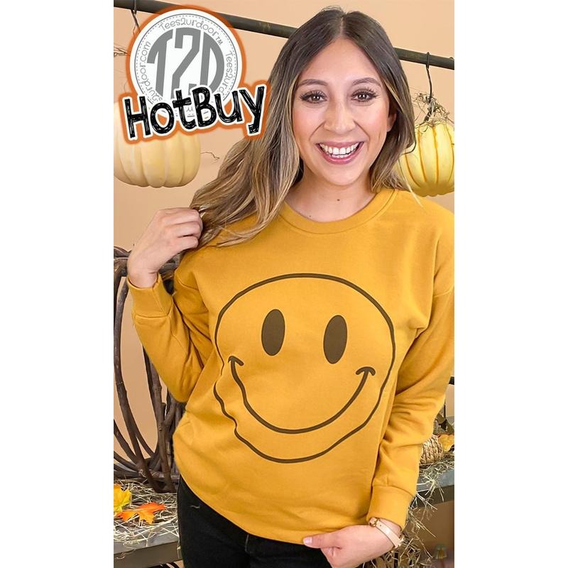 Fall Smiley #GraphicSweatshirt - #Trending #FallMood Cozy Shirt Hoodie Sweatshirt | PrintMintTees.com
