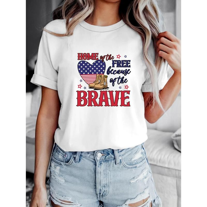 Women's Patriotic "Home of the Free" Veteran Support T-Shirt