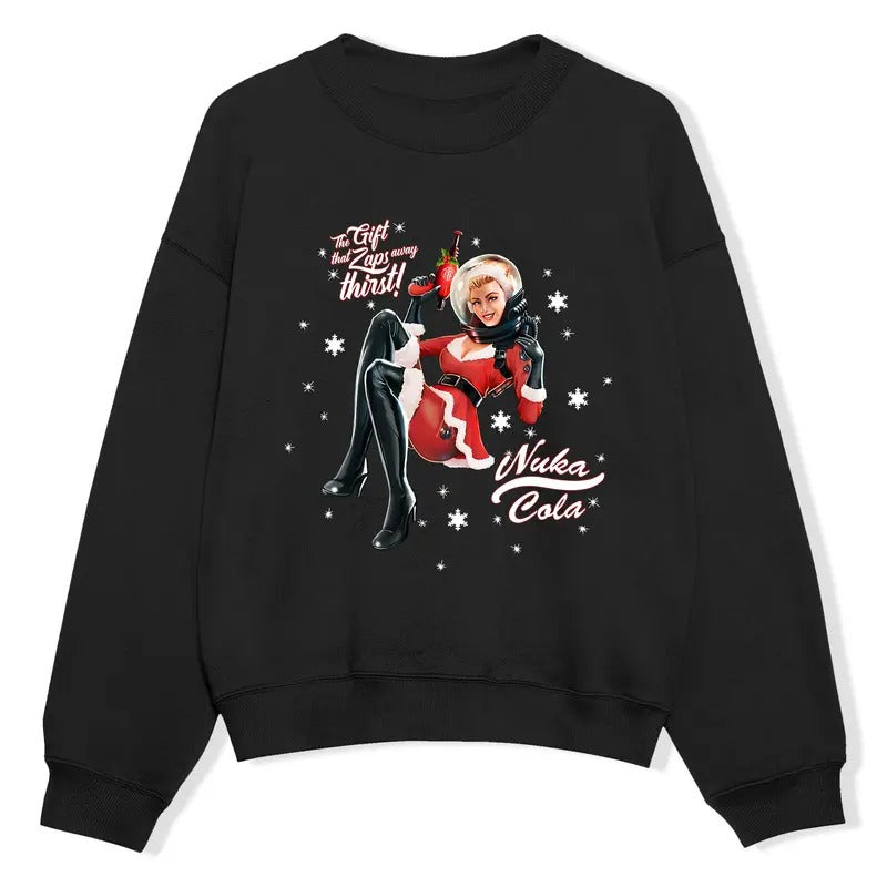 Fallout Nuka Cola Custom Xmas Sweatshirt, Retro Gaming Appeal, The Gift That Zaps Away Thirst, Perfect Christmast Gift...