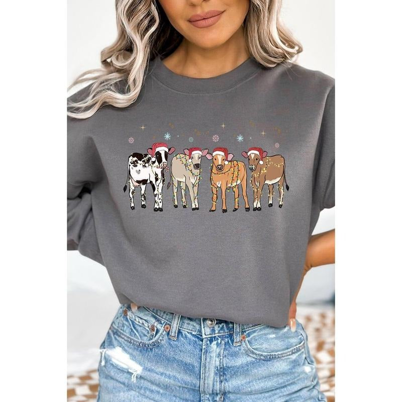 Farm Animals Country Christmas Heavy-weight Crew Sweatshirt Shirt Hoodie | PrintMintTees.com