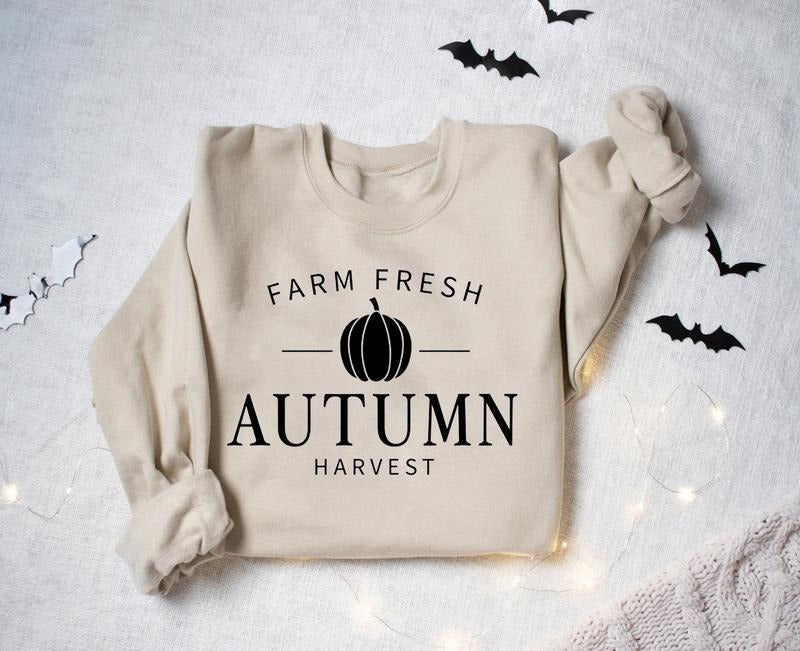 Farm Fresh Autumn Harvest Sweatshirt, Farm Fresh Pumpkin Sweater, Autumn Fall Sweatshirt, Pumpkin Patch Sweatshirt,...