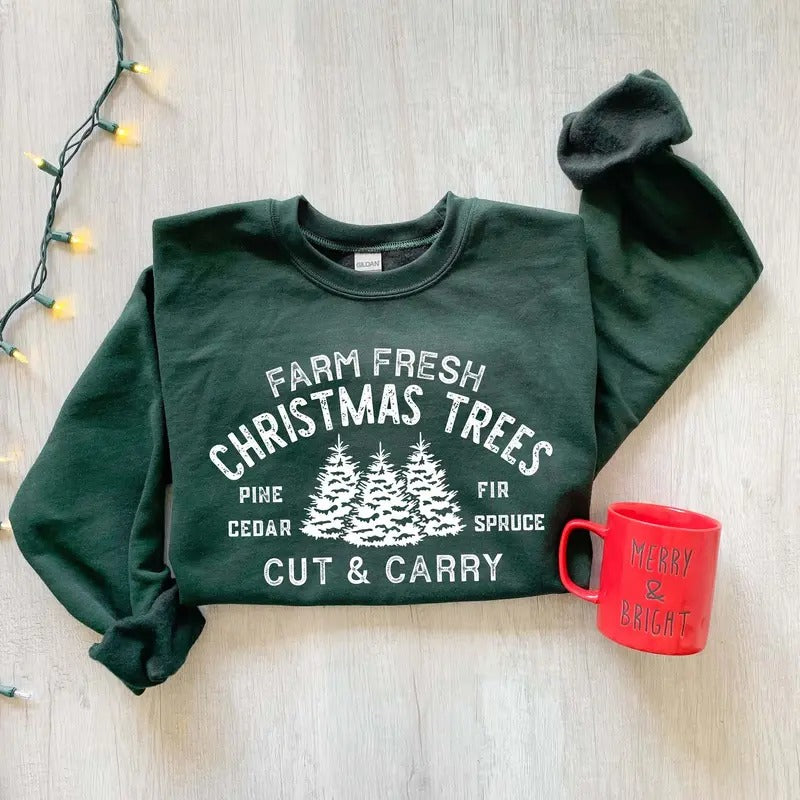 Farm Fresh Christmas Trees Shirt, Pine Spruce Fir, Christmas Gift Ideas, Holiday Shirt, Christmas Sweatshirt, Unisex...