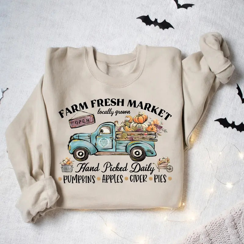 Farm Fresh Pumpkin Sweatshirt, Fall Pumpkin Season, Pumpkin Spice Sweater, Fall Crewneck Sweatshirt, Pumpkin Sweatshirt,...