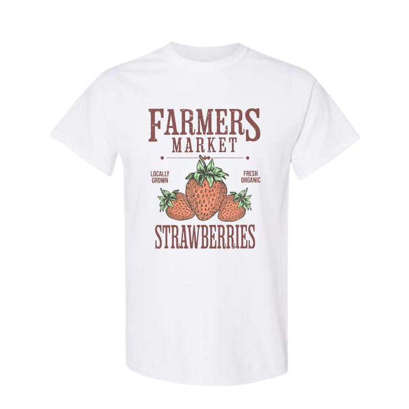 Farmers Market Strawberry T Shirt, Strawberry Lover Gift, Full Color, Full Size Classic Cotton Hoodie Sweatshirt
