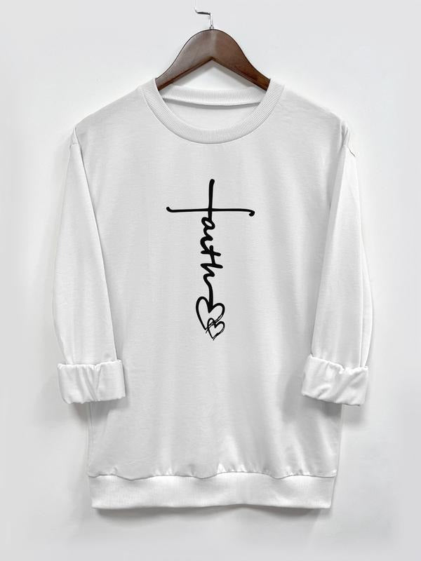 Fashion Casual Heart Letter Print Long Sleeve Round Neck Pullover Sweatshirt, Available in 9 Colors, Perfect for Fall &...