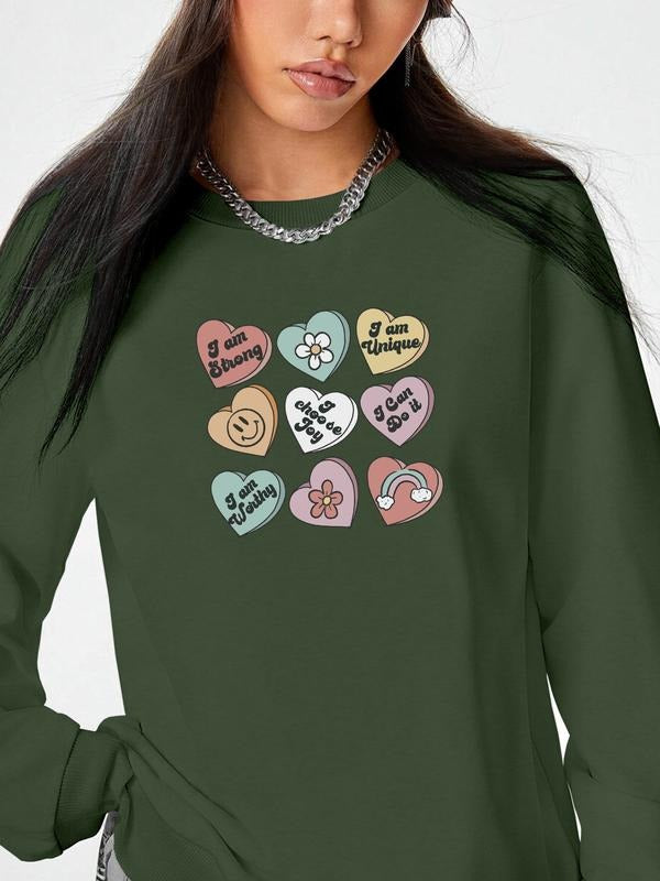 Fashion Casual Letter Cartoon Print Long Sleeve Round Neck Women's Pullover Sweatshirt, 7 Colors Available, Fall & Winter...