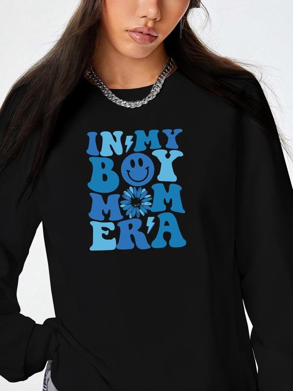 Fashion Casual Letter Print Long Sleeve Round Neck Pullover Sweatshirt, Available in 9 Colors, Perfect for Fall & Winter...
