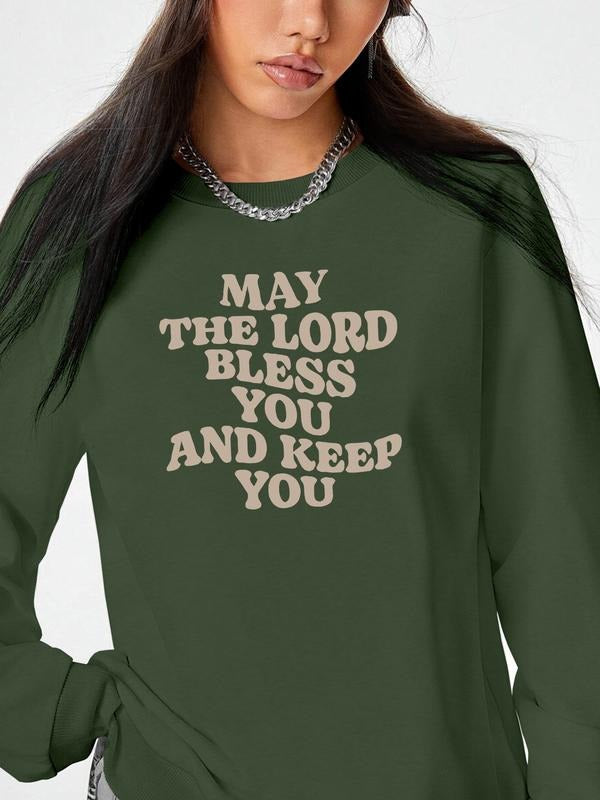 Fashion Casual Letter Print Long Sleeve Round Neck Pullover Sweatshirt, Available in 9 Colors, Perfect for Fall & Winter...