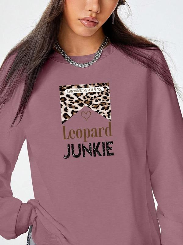 Fashion Casual Letter Print Long Sleeve Round Neck Women's Pullover Sweatshirt, 4 Colors Available, Fall & Winter Style...