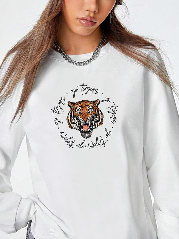 Fashion Casual Letter Print Long Sleeve Round Neck Women's Pullover Sweatshirt, 7 Colors Available, Fall & Winter Wear...