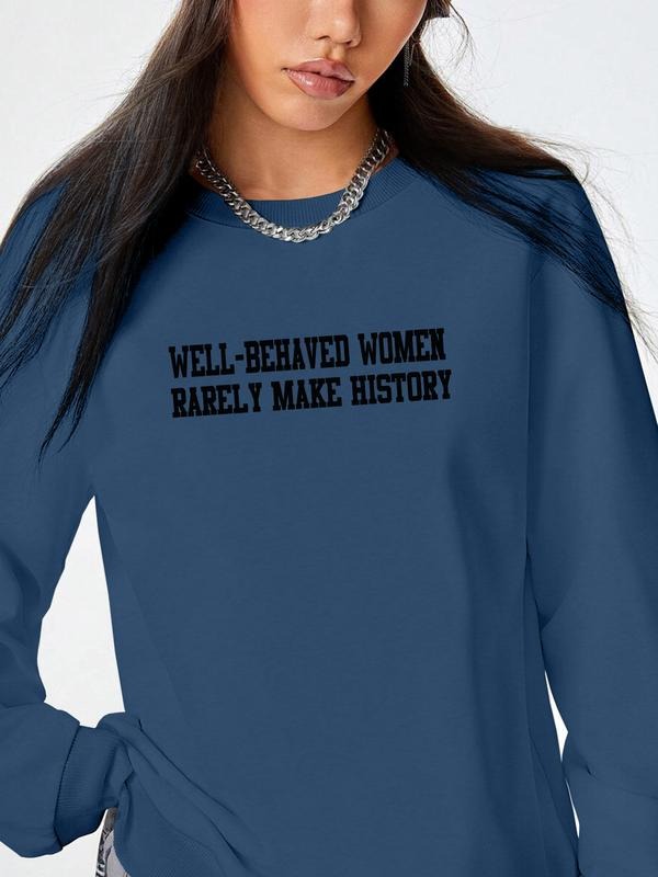 Fashion Casual Letter Print Long Sleeve Round Neck Women's Pullover Sweatshirt, 9 Colors Available, Fall & Winter Style...