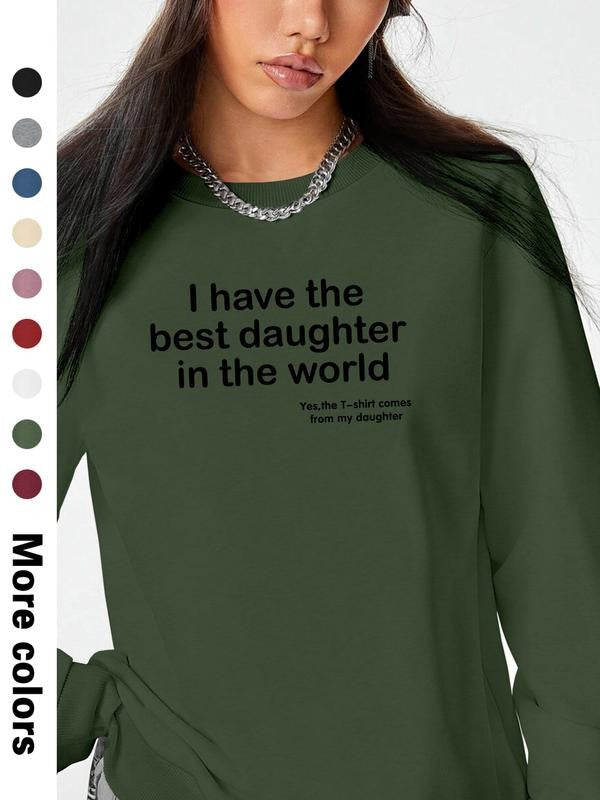 Fashion Casual Long Sleeve Round Neck Pullover Sweatshirt with Letter Print, Choose From 9 Colors for Fall & Winter,...