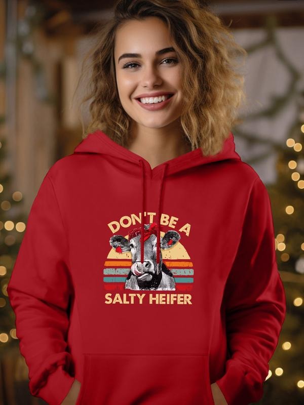 Fashion Casual Loose-Fit Cartoon Print Hoodie Sweatshirt with Pocket, Fall & Winter Long Sleeve Pullover, Available in 6...