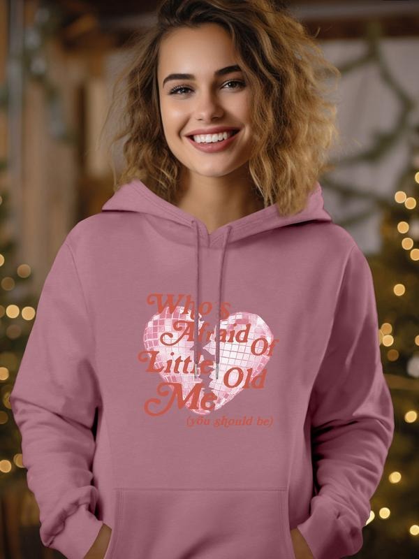 Fashion Casual Simple Letter Heart Print Long Sleeve Hoodie Sweatshirt with Pocket, Available in 7 Colors, Fall & Winter...