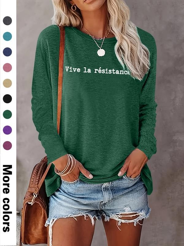 Fashion Casual Simple Letter Print Long Sleeve T-Shirt, Comfortable Fabric, 9 Colors Available, All Seasons Wear, Fitted...