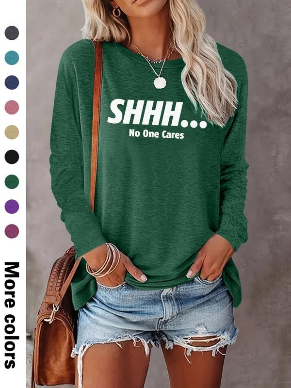 Fashion Casual Simple Letter Print Long Sleeve T-Shirt, Comfortable Fabric, Available in 9 Colors, All Seasons Wear style...