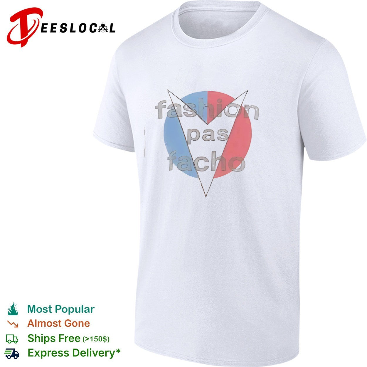 Fashion pas facho red and blue circular symbol shirt