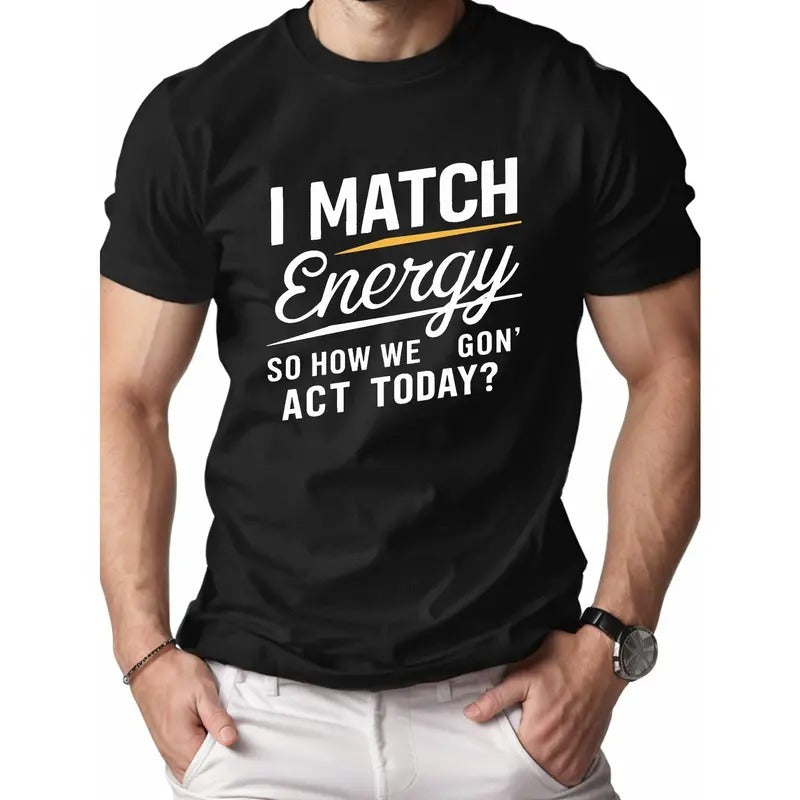 [Fast Arrival] Comfortable Pure Cotton I MATCH Energy Men's T-Shirt with Relaxed Fit Made in USA Hoodie Sweatshirt