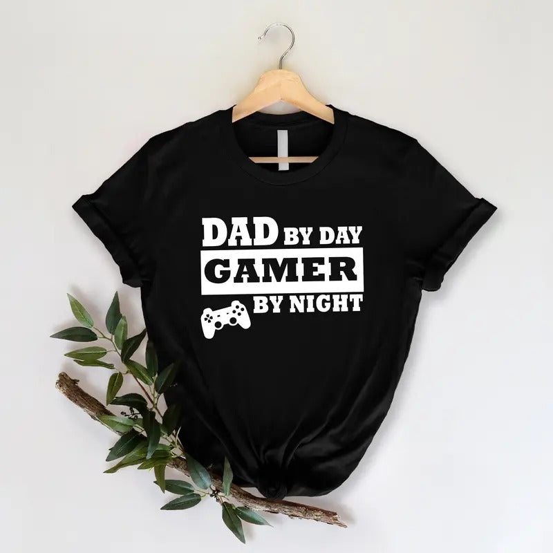 Father's Day Gift, Dad By Day, Gamer By Night Shirt, Daddy Shirt, Father's Day Shirt, Retro Video Game, Classic Unisex...