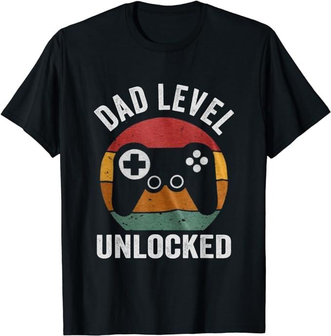 Dad Funny New Dad Shirt Dad Level Unlocked Day Shirt Gaming Menswear Top Shirt Hoodie Sweatshirt