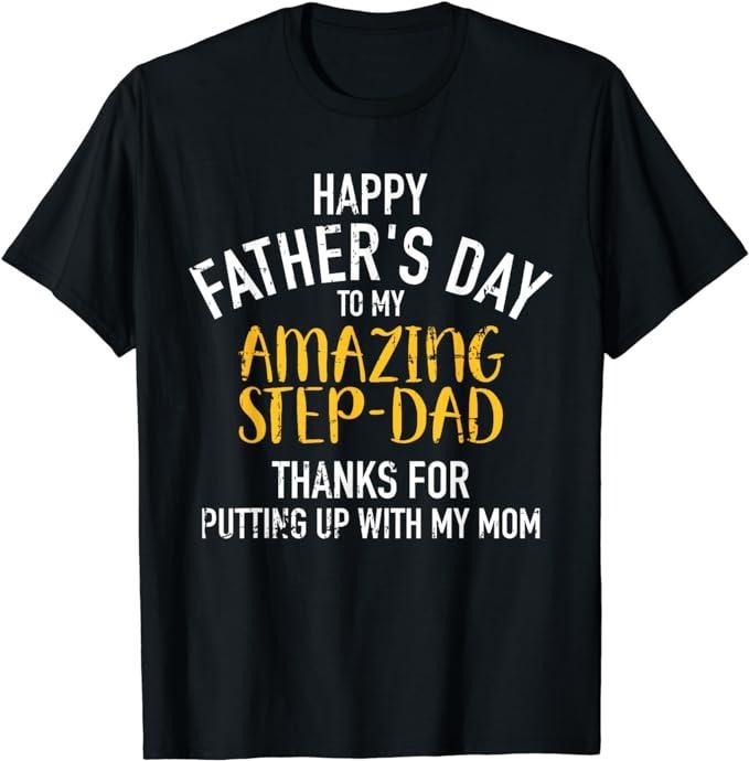Father's Day T-Shirt, Gifts For Stepdad, Happy Father's Day Step Dad T-Shirt Menswear Casual Cotton Hoodie, Sweatshirt