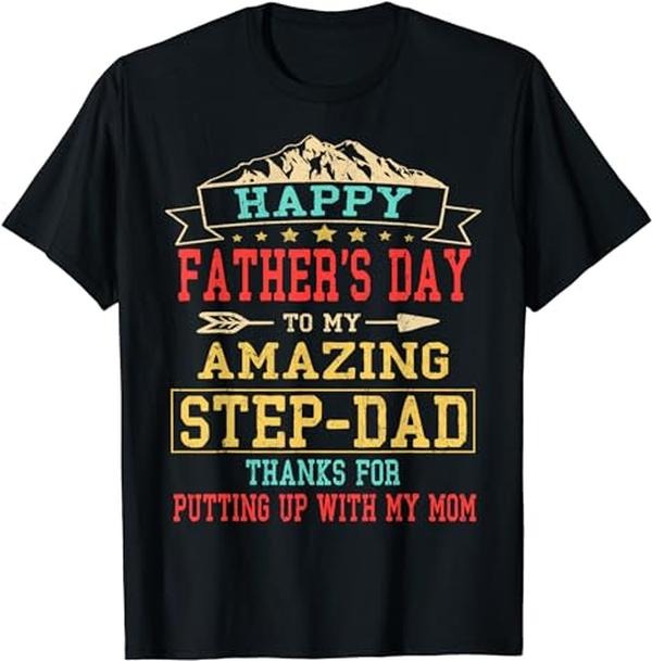Father's Day T-Shirt, Gifts For Stepdad, Happy Father's Day Step-Dad T-Shirt Menswear Fashion Casual Cotton Hoodie,...