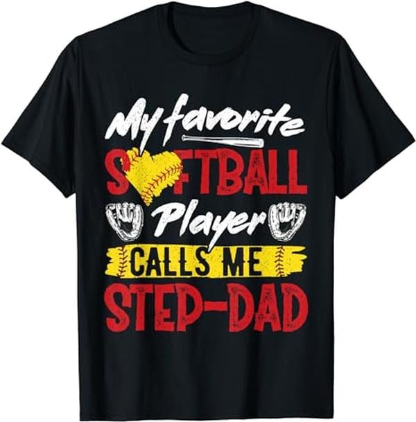 Stepdad My Favorite Softball Player Calls Me Step Dad Menswear Casual Cotton Shirt Hoodie Sweatshirt