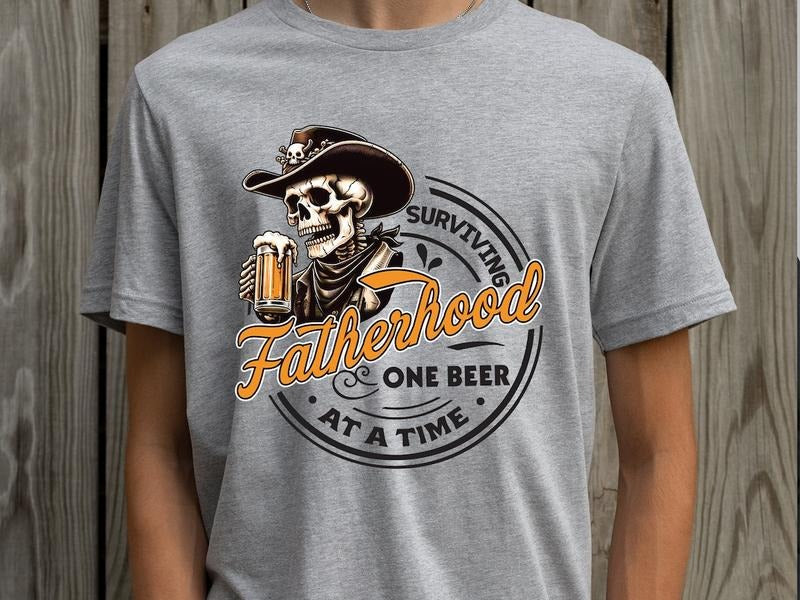 Fatherhood Front And Back Shirt, Surviving Fatherhood One Beer At A Time, Funny Father Tee, Drinking Husband, Fathers Day...