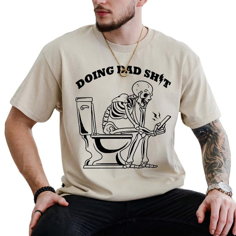 Fathering Shirt, Funny Fatherhood Graphic Printed Tee, New Dad Unhinged Shirt, Dad Tee, Doing Dad Comfy Fabric Graphic...