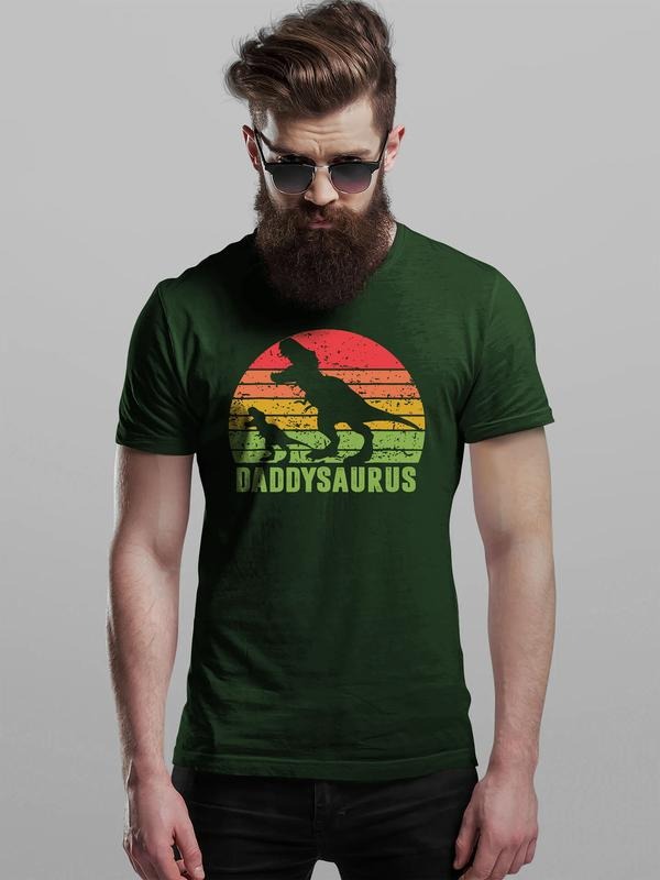 Fathers Day T Shirt Retro Daddysaurus T-rex Men's Fun Gift Novelty T-shirts TK43GN Hoodie Sweatshirt | PrintMintTees.com