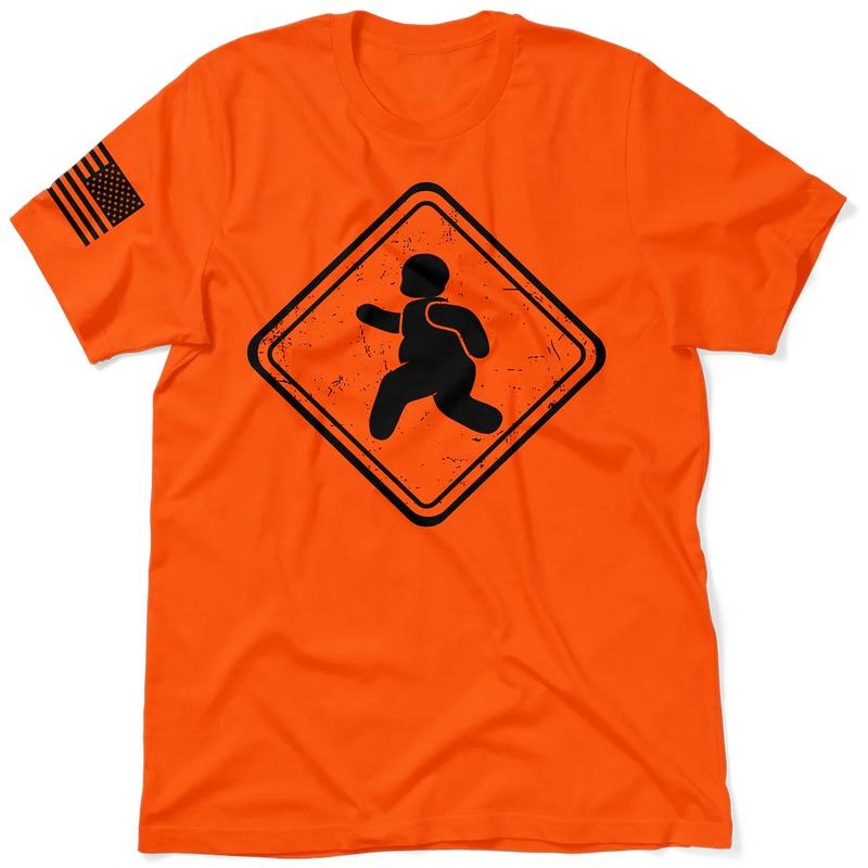 Fatty Crossing - Hi Visibility Safety Orange Work T-Shirt Jersey Menswear For Blue Collar Workers | Funny, Sarcastic |...