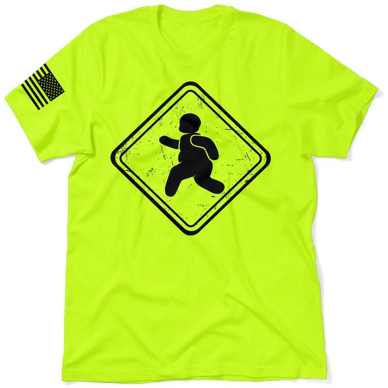 Fatty Crossing - Hi Visibility Safety Yellow Work T-Shirt Jersey Menswear For Blue Collar Workers | Funny, Sarcastic |...