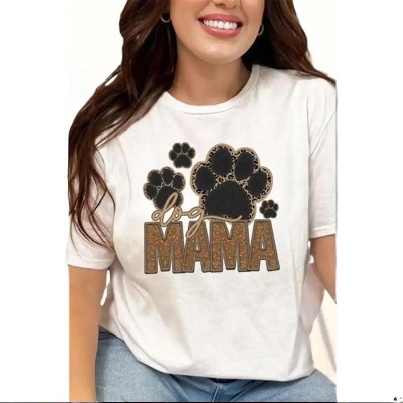 Faux Embroidery Dog Mama Transfer Short Sleeve Relaxed Fit T-Shirt Hoodie Sweatshirt | PrintMintTees.com