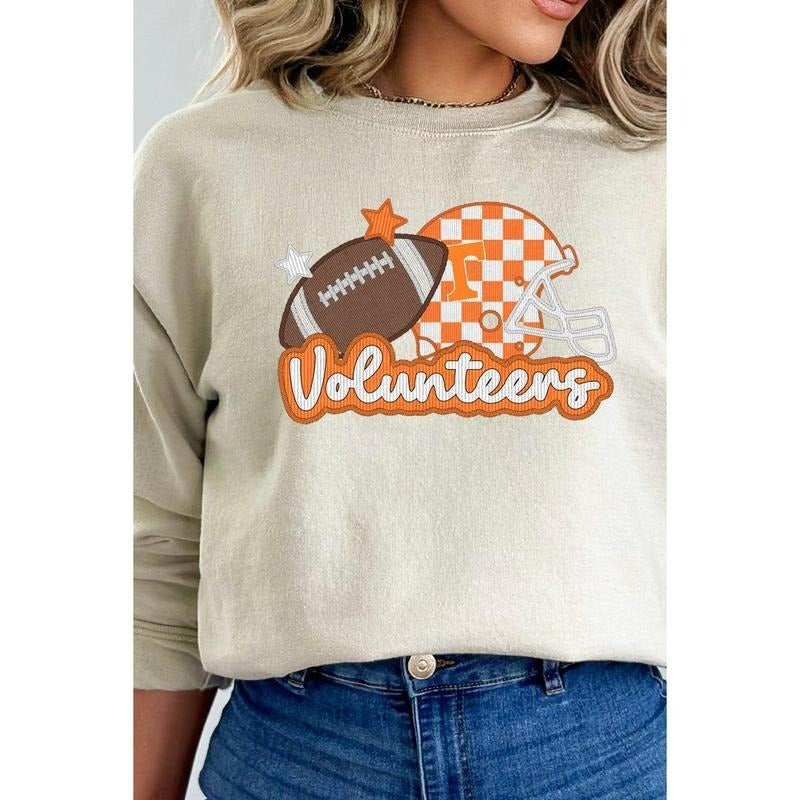 Faux Embroidery TN Volunteers Heavy-weight Crew Sweatshirt Shirt Hoodie | PrintMintTees.com