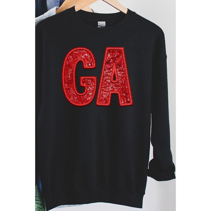 Faux Sequin GA Transfer Unisex NuBlend Crew Sweatshirt Shirt Hoodie | PrintMintTees.com