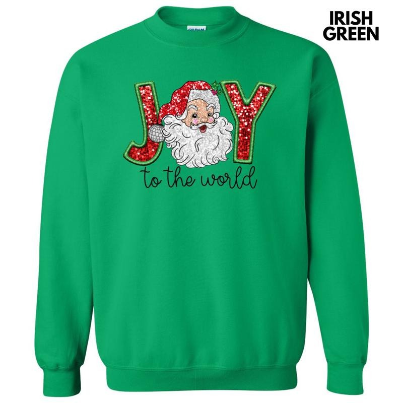 Faux Sequin Joy World Shirt Hoodie Sweatshirt