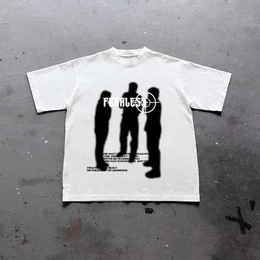 Fearless Blurred Street Portrait Graphic Print Cotton T-Shirt, Y2k Shirt, Unisex T-Shirt, Gift For Men Women Hoodie...