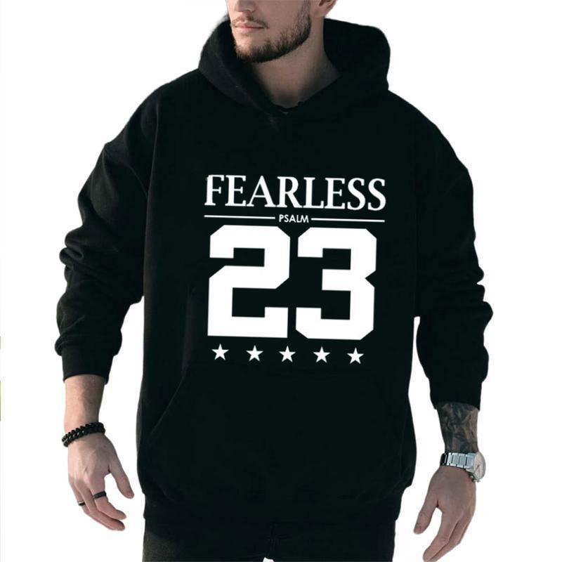 Fearless Psalm 23 Bible Scripture Verse Christian Graphic Hoodie Casual Fleece Fabric Hooded Sweatshirt Trendy Tops for...