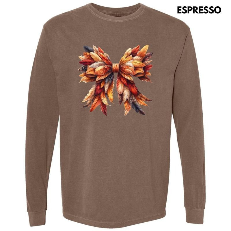 Feather Autumn Bow Long Sleeve Comfort Colors 'NLB' T-Shirts, Hoodie, Sweatshirt