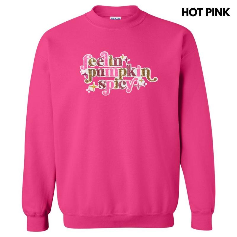 Feelin Pumpkin Spicy Sequin Patch Sweatshirt T-Shirts, Hoodie | PrintMintTees.com