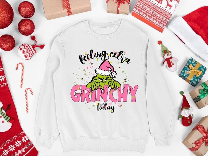 Feeling Extra Grinchy Today Christmas Sweatshirt, Grinchmas Sweatshirt, Grinch Lovers Christmas Sweatshirt Classic Cotton...
