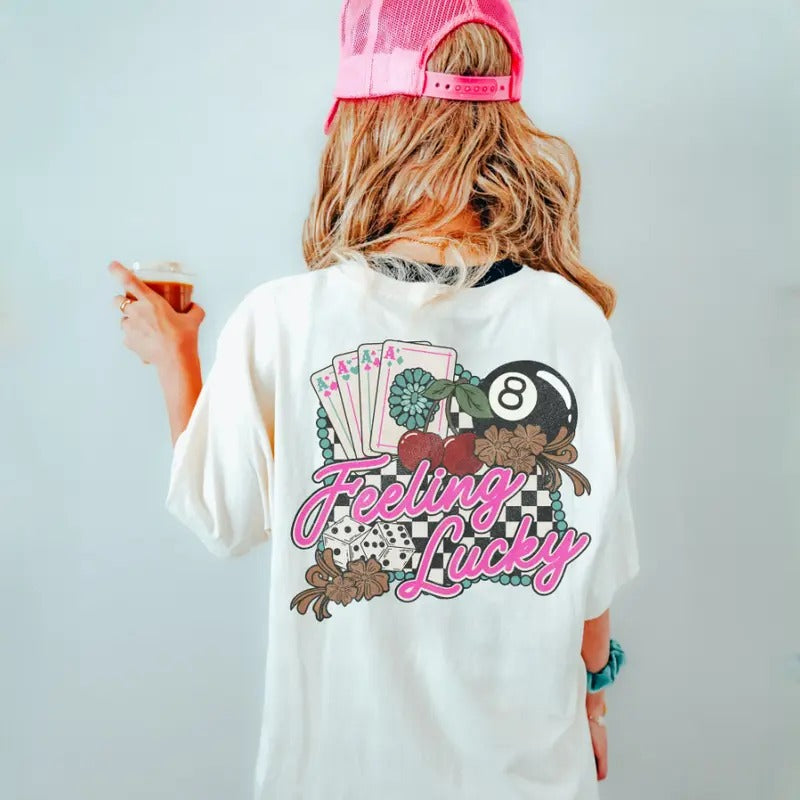 Feeling Lucky Western Retro Checkered Rodeo Shirt, graphic tees women, western outfits women, western tops clothing,...