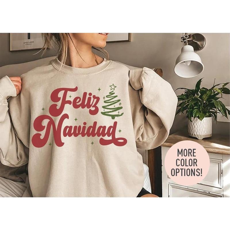 Feliz Navidad Crewneck Sweatshirt, Christmas Season Sweatshirt, Gift for Christmas, Holiday Season Sweatshirt, Family...