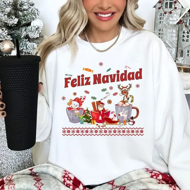 Feliz Navidad Merry Christmas sweatshirt, Spanish Christmas, Christmas gift, Christmas sweater in Spanish, Shirt Hoodie