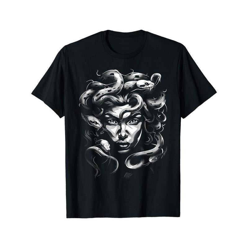 Female Snake Myth Greek Art Painting Illustration T-Shirt Made in USA Hoodie Sweatshirt | PrintMintTees.com