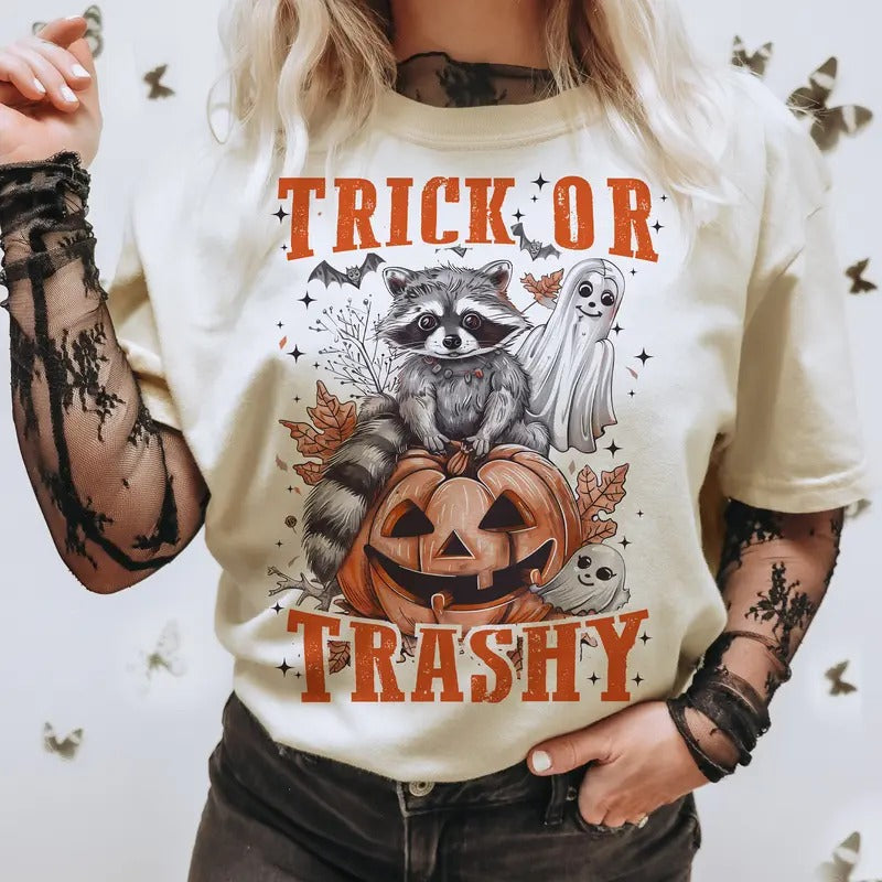 Feral Girl Halloween Shirt, Trick or trashy Shirt, feral Shirt, Halloween Sweater, Funny Halloween Hoodie Sweatshirt