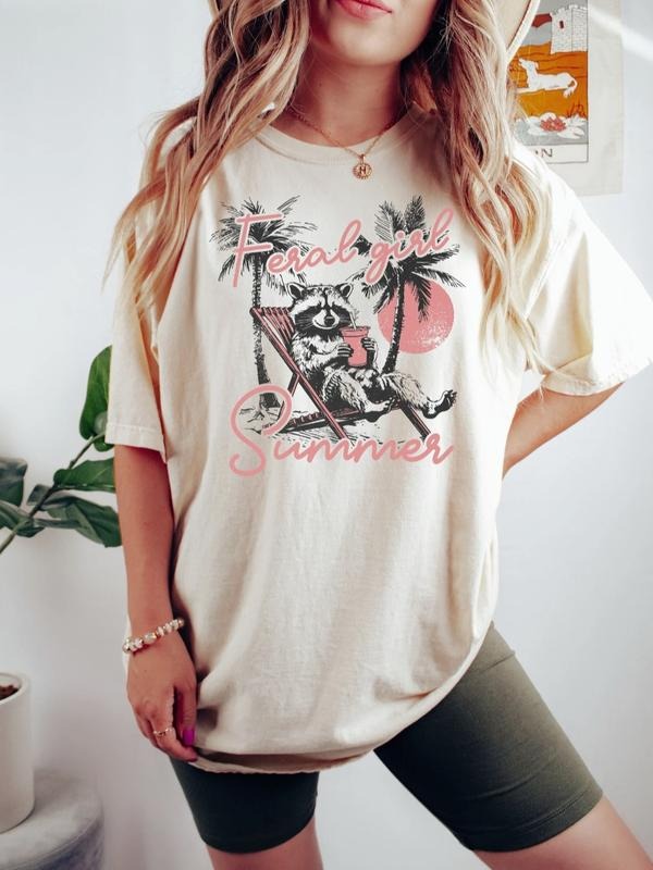 Feral Girl Summer Raccoon Shirt, Funny Meme, Feral , Cowgirl , Western , Rodeo Hoodie Sweatshirt | PrintMintTees.com