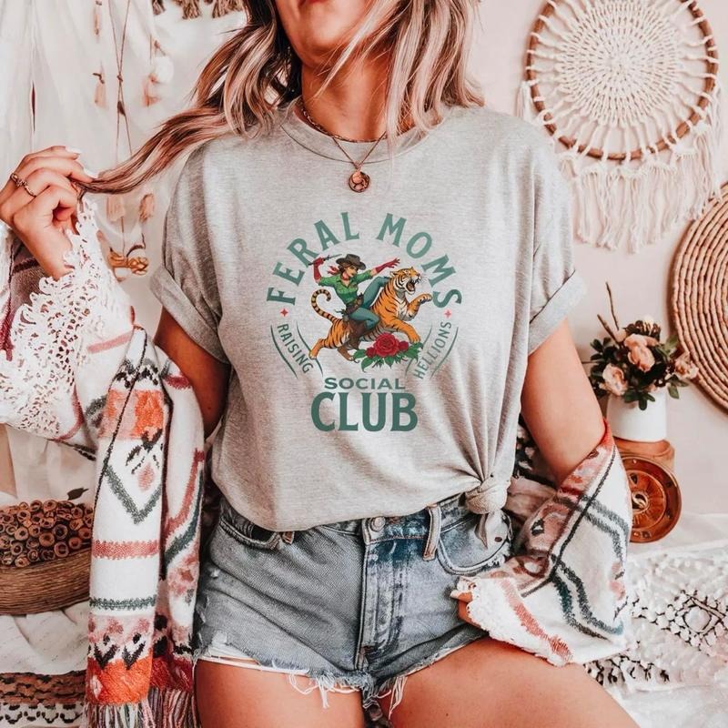 Feral Moms Social Club Shirt Vintage Feral Mom Shirt Somebody'S Feral Wife Mom Mom T-Shirts, Hoodie, Sweatshirt