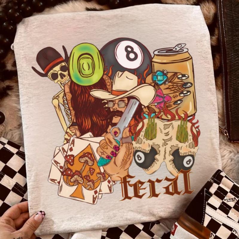 Feral Patchwork Shirt, vintage western graphic tees, western outfits women, women's graphic tees, western clothing,...