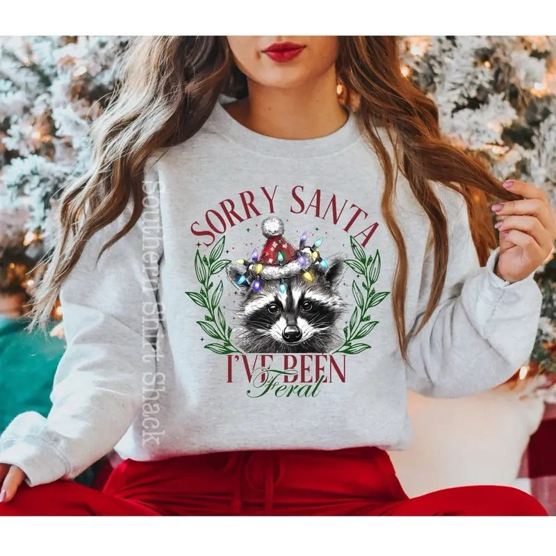 Feral Racoon Christmas Sweatshirt Shirt Hoodie | PrintMintTees.com